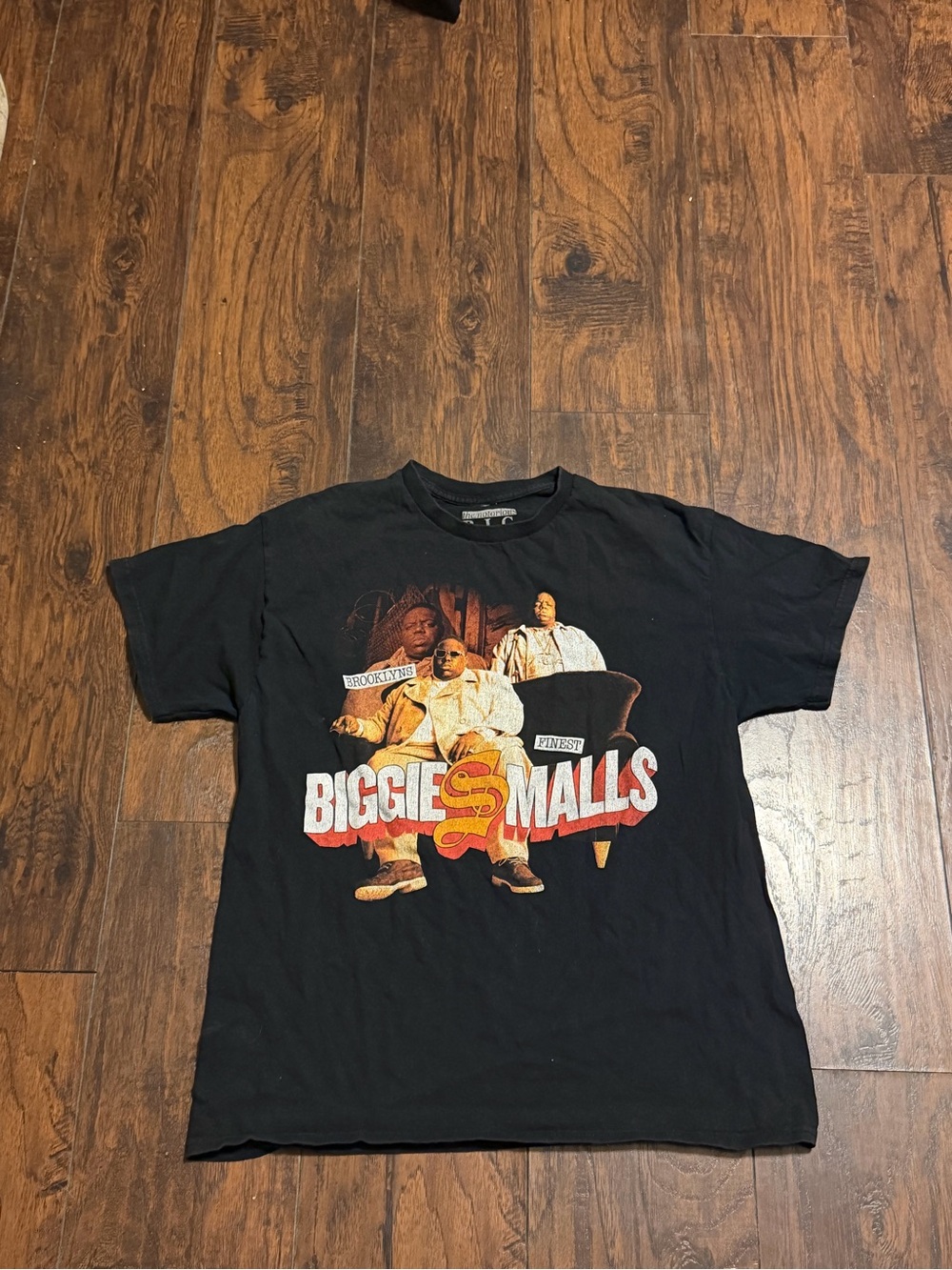 Tilly's Black Biggie Smalls Graphic Tee with Red and Yellow Accents